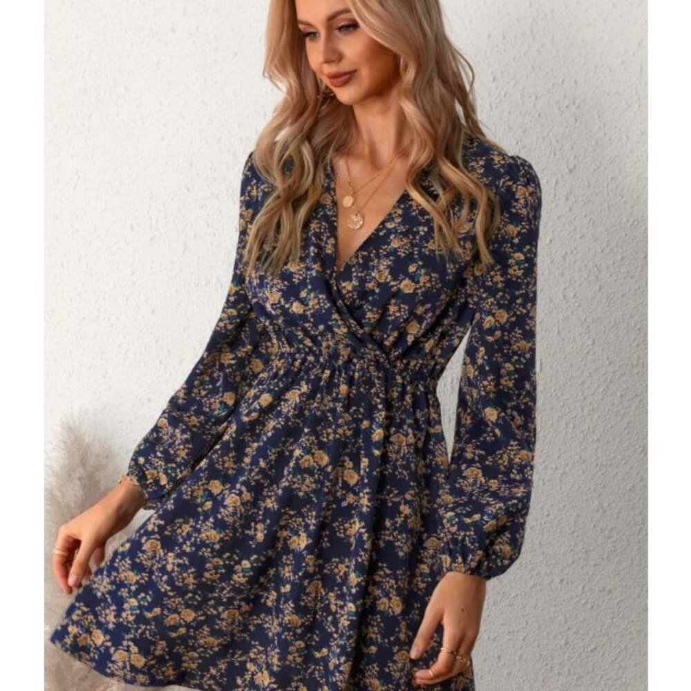 Cupshe Women's Long Sleeve Elastic Waist Ditsy Floral Dress Small - Picture 2 of 8